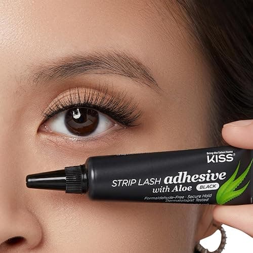 KISS Black Strip Lash Adhesive with Aloe, Dermatologist Tested, Formaldehyde Free, Non-Irritant, Contact Lens Friendly, Secure Hold, Contains Latex, with Control Nozzle Tip, 0.24 Ounce thumbnail 7