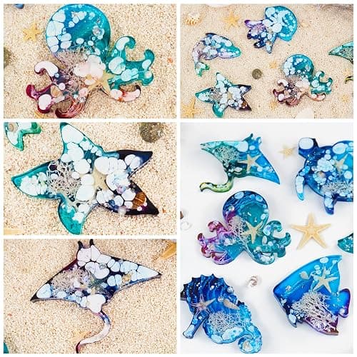 Pulcher Resin Molds, 16 Marine Terrestrial Amphibious Animals Keychain Making Silicone Mold for Epoxy Resin Casting Craft DIY Pendants Ornaments Decoration Gift thumbnail 8