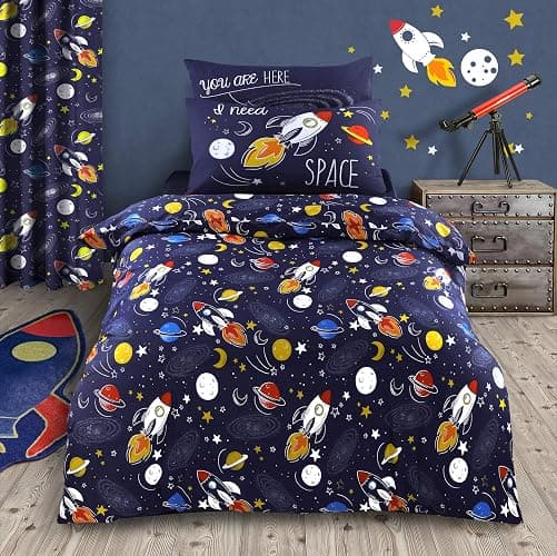 Velosso Glow in the Dark Space Bedding Set Quilt Cover and Pillowcase (Single Bed) - Image 1