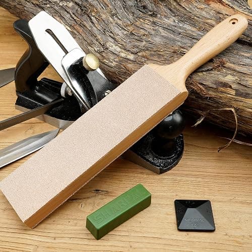 SHARPAL 205H Double-sided Leather Strop (Genuine Cowhide) 13.2" x 2.4" Kit with 2 Oz. Polishing Compound & Angle Guide, Knife Stropping Block for Sharpening & Honing Knives tools, Woodcarving Chisels thumbnail 2