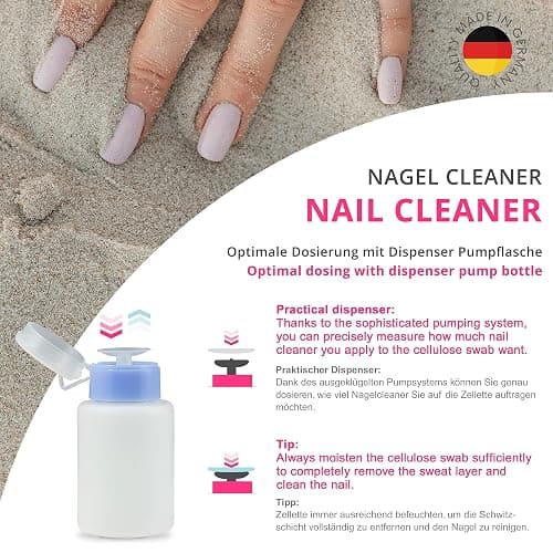 NAILS FACTORY | N&BF Nagel Cleaner Set 1000ml | Dispenser Pumpflasche | 1000 Zelletten Cellulose Pads (2 Rollen à 500 Stück) | 70% Isopropanol-Alkohol isopropylalkohol 1L | für Gelnägel | (Blau 150) thumbnail 8