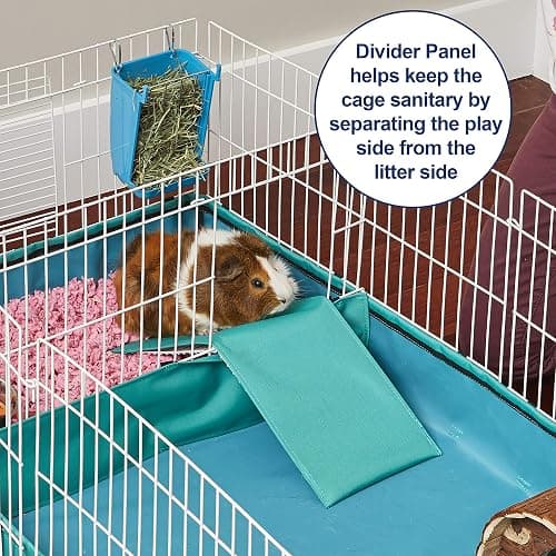 MidWest Homes for Pets Guinea Habitat Plus Cage, Includes Divider Panel and Hinged Top, Washable PVC Canvas Bottom, Expandable Small Animal Cage for Guinea Pigs, 171GHP thumbnail 6