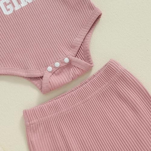 Tsnbre Newborn Baby Girl Outfits Daddys Girls Ruffle Long Sleeve Romper Top Pants Headband Infant Fall Winter Clothes thumbnail 5