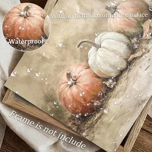 uniro Rustic Autumn Pumpkin Painting Wall Art, Pumpkin Still Life Painting, Rustic Fall Art,Vintage Autumn Wall Print,Halloween utumn Decor,Thanksgiving Art for Living Room, Bedroom - unframe 8" x 10" thumbnail 4