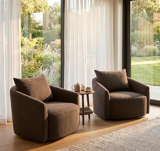 CONG HOME Oversized Boucle Swivel Accent Chair, 40" Wide Upholstered Armchair,5Colors (2, Tan) - Image 1