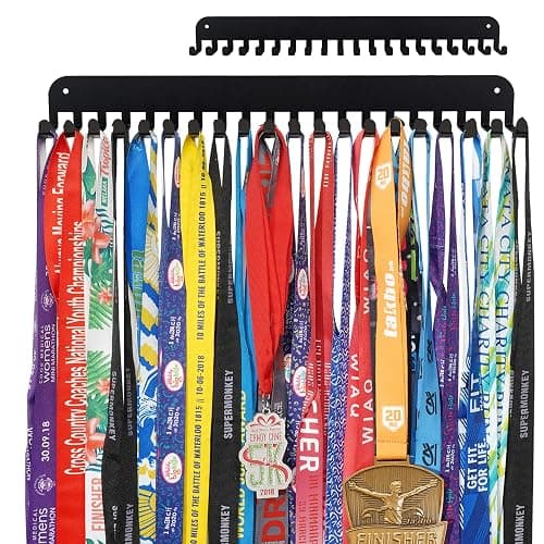 Miayork Medal Holder Display Hanger Trophy Shelf - Sturdy Wall Mount Medals Trophys Easy to Install-Race Sports Medal Holder Display Hanger for Gymnastic,Soccer,Runner,Wrest,Football,Basketball - Image 1
