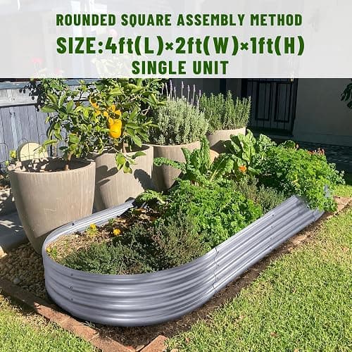 Land Guard Galvanized Raised Garden Bed Kit, Galvanized Planter Garden Boxes Outdoor, Oval Large Metal Raised Garden Beds for Vegetables………… thumbnail 3