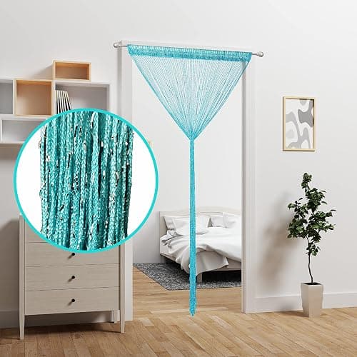 Atsweetlife 2 Pieces Door String Curtain Doorway Beads Curtains,Hanging Room Divider Beaded Decor Hippie Glitter Fringe Panel Closet Window Doors Sequin Sheer Boho Doors Tassel thumbnail 3