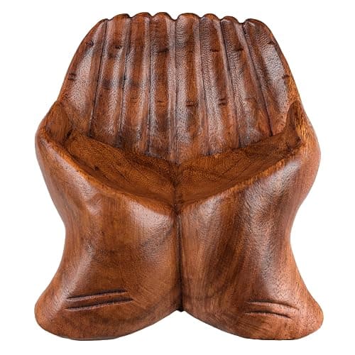 Curawood Carved Hands Offering Bowl - Crystal Holder for Stones, Rock Collection Holder, Crystal Display Storage Tray, Wooden Hands Bowl for Keys - Rock Display Case for Shelf, Stand, Altar Decor (M) thumbnail 9