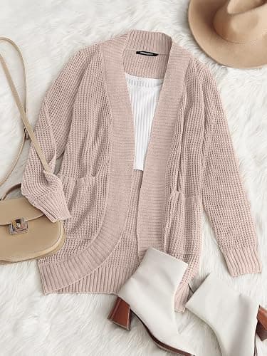 MEROKEETY Womens Long Sleeve Open Front Cardigans Chunky Knit Draped Sweaters Outwear thumbnail 6