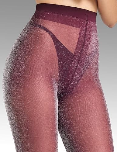 LABELLA 45D Sparkly Tights for Women Metaillic Fiber Shine Glitter Semi Sheer Perfect Party Date Performance thumbnail 2