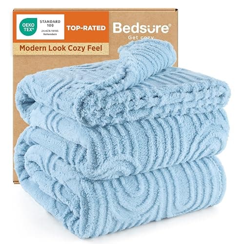 Bedsure GentleSoft Fleece Blanket Queen Size for Bed - Super Soft & Cozy, Fluffy Blankets for Women & Girls, Ideal for Sofa & Couch, Blue, 90x90 Inches - Image 1
