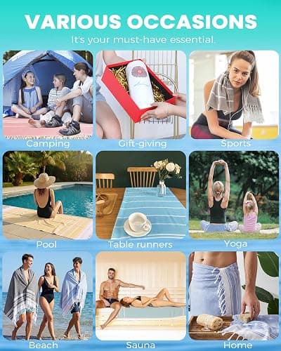 Turkish Beach Towels Vacation Essentials Quick Dry Sand Free Women Happy Birthday Gift Ideas Mom Mother Wife Sister Her Teacher Best Friend Retirement 50th 40th 30th Godmother Proposal thumbnail 7