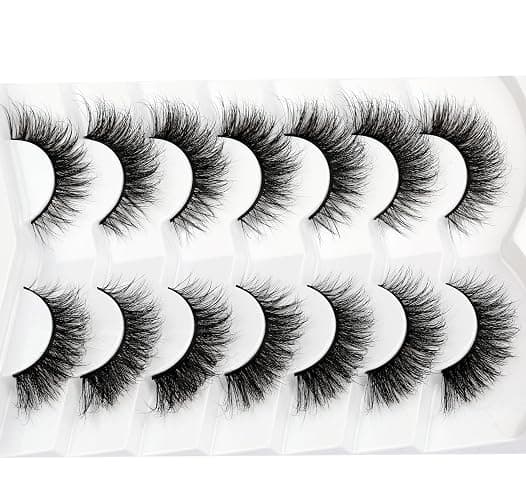 Pooplunch Manga Lashes False Eyelashes Doll Eye Natural Anime Lashes 8D Spiky Wispy Thick Faux Mink Eye Lash Strips 7 Pairs Pack - Doll-Eye|8-15MM thumbnail 10