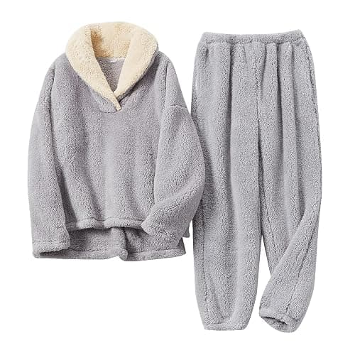 BOSECETA Fluffy Pajamas for Women Set Soft Comfy Fleece Pjs Pullover Pants Loose Plush 2 Piece Sleepwear Fuzzy for Winter - Image 1