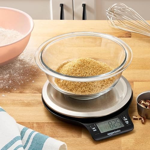 Amazon Basics Digital Kitchen Scale with LCD Display, Batteries Included, Weighs up to 11 pounds, Black and Stainless Steel thumbnail 6