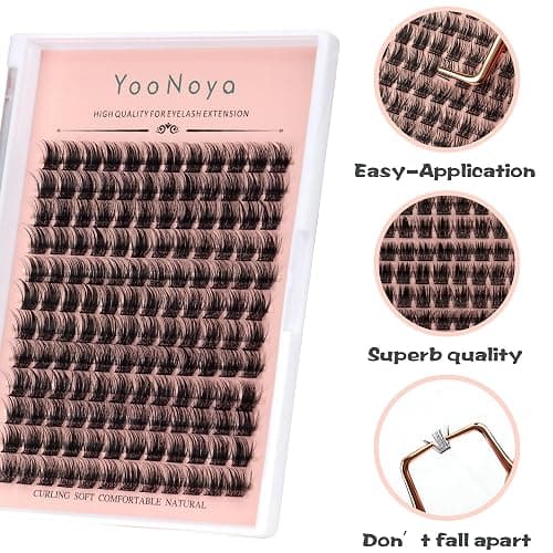 YOONOYA Lash Clusters 144 PCS Individual Lashes 12mm Eyelash Clusters D Curl Thick Cluster Eyelash Extensions Natural Wispy Cluster Lashes Reusable Volume Lash Clusters Lasting Lash (QD-12mm) thumbnail 5