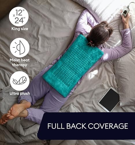GENIANI Electric Heating Pad for Back Pain & Cramps Relief, Electric Throw, Self Care Gifts for Women, Heating Pad for Neck & Shoulder, Machine Washable Microplush, Auto Shut Off12×24", Viridian Green thumbnail 3
