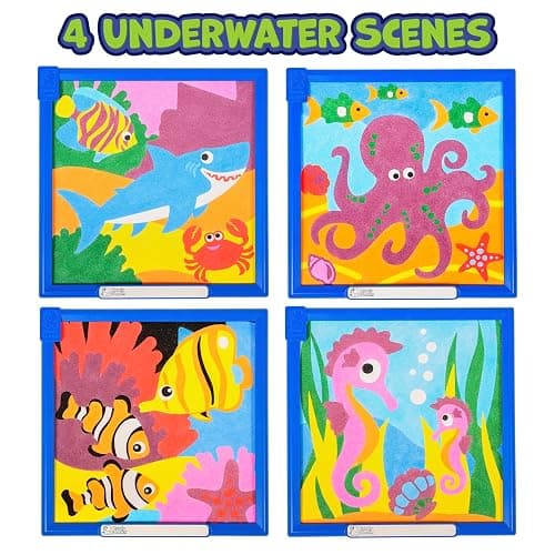 Ready 2 Learn Sand Art Gallery - Color by Number - Sea Life - Sand Art Kit for Kids - 10 Bright Colors - 4 Design Sheets with Frames - 2 Styluses thumbnail 4