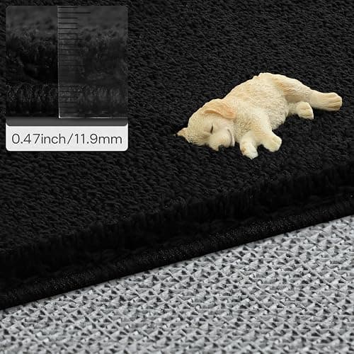 CASTLYE Solid Washable Area Rug - 3x5 Medium Pile Faux Cashmere Carpet for Living Room Bedroom, Black thumbnail 7