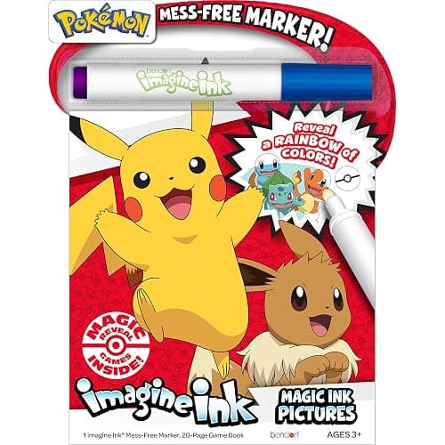 Pokemon 20 Page Imagine Ink Coloring Book Pad, Mess Free Marker Bendon 54126 - Image 1
