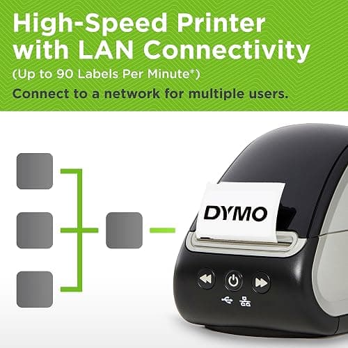 DYMO LabelWriter 550 Turbo Label Printer, Label Maker with High-Speed Direct Thermal Printing, Automatic Label Recognition, Prints Variety of Label Types Through USB or LAN Network Connectivity thumbnail 4