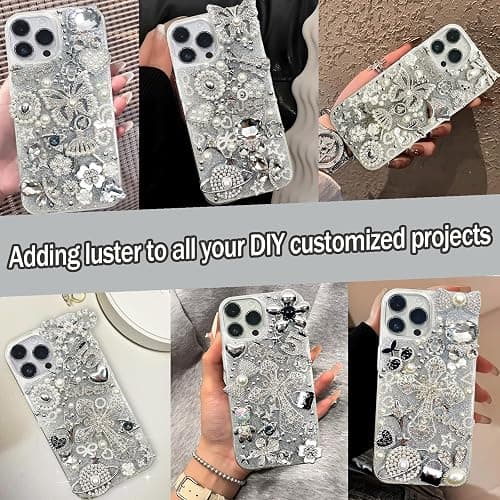Sutesloly Junk Case Charms Kit, Pink y2k Glitter Phone Case Charm with Storage Box, Kawaii DIY Accessories for Bags, Shoes, Crafts,Cute Bow,Resin Flat Bottomed Drill,Star Letters,Butterfly thumbnail 6