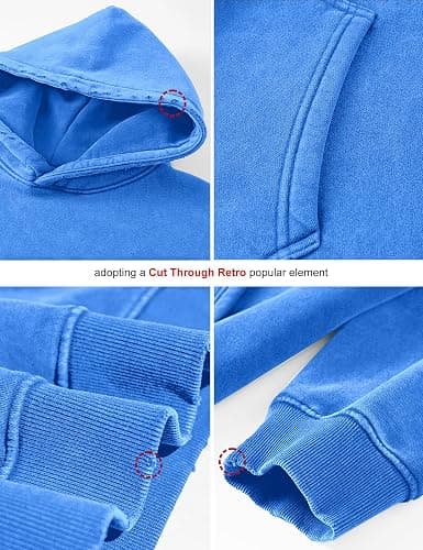 FAIABLE Womens Oversized Acid Wash Hoodie Unisex Heavyweight Cotton Hoodies Fleece Vintage Washed Sweatshirt Women Men thumbnail 6