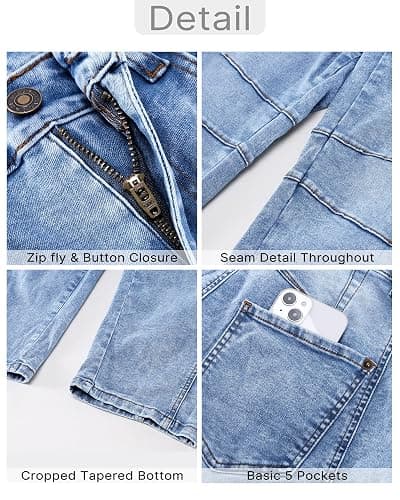 GRAPENT Barrel Jeans for Women Trendy High Waisted Wide Leg Baggy Cropped Relax Fit Stretch Denim Trouser Ankle Pants thumbnail 6