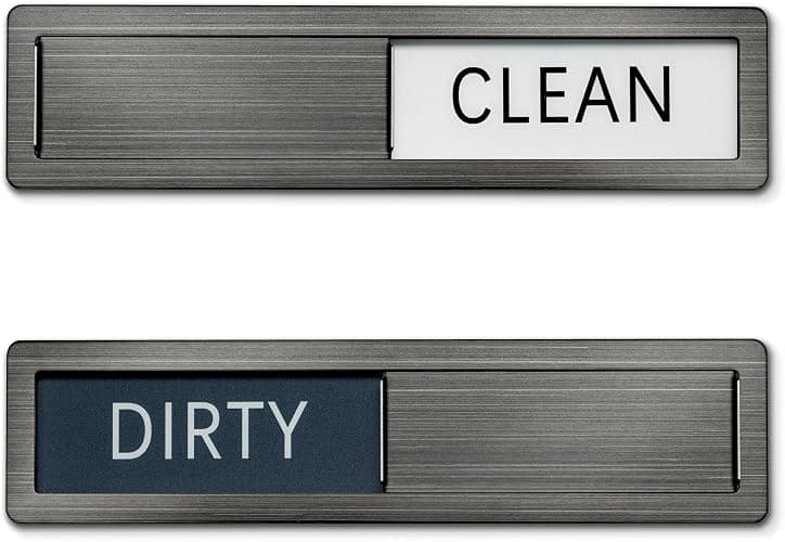 Clean dirty magnet for dishwasher, Premium Stainless Steel Black Clean Dirty Sign Indicator - Grade 304 Clean Dirty Magnet for Dishwasher, Black & White, Easy to Read with Extra Adhesive Tape - Kitchen Organizer - Image 1
