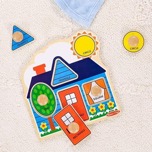 Melissa & Doug First Shapes Jumbo Knob Puzzle, Wooden Peg Puzzle for Toddlers, Educational Toy for Shape Recognition and Fine Motor Skills, Ages 1+ thumbnail 9