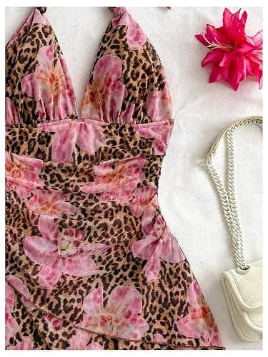 SOLY HUX Women's Y2K Dress Summer Tie Dye Print Sexy Mini Dress Retro Backless Halter Dress Club Dresses thumbnail 2