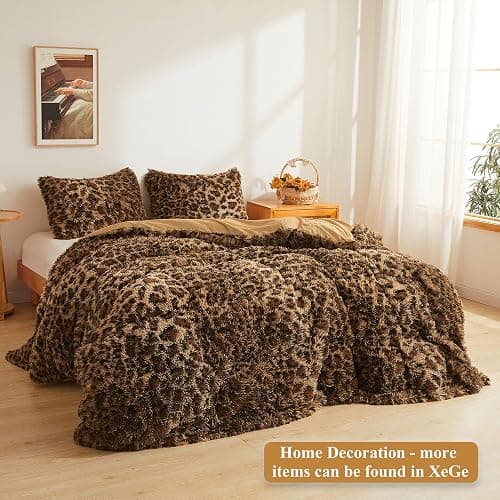 XeGe 20x54 Fluffy Faux Fur Leopard Print Body Pillow Cover, Cheetah Brown | Plush Fuzzy Faux Fur Body Pillowcase with Zipper, Farmhouse Shaggy Furry Long Pillow Cover For Pregnant Women Side Sleeper thumbnail 7