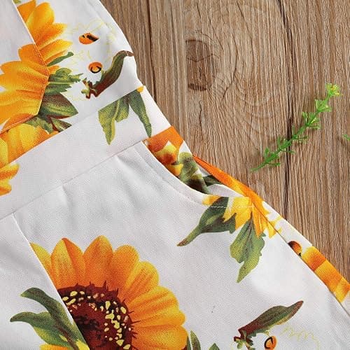 Ayalinggo Toddler Baby Girl Sunflower Print Overalls Shorts with Pocket Suspender Trousers Cute Summer Clothing Outfit thumbnail 4