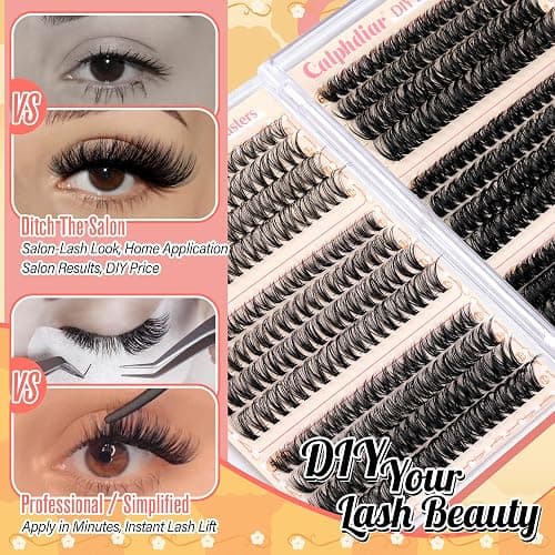 Calphdiar Eyelash Clusters 30D+40D+50D+60D+80D+100D Lash Clusters Wispy Individual Lashes 476PCS D-curly Lash Extension 10-16MM Natural Lashes Clusters DIY Cluster Eyelash Extensions for Beginners thumbnail 7