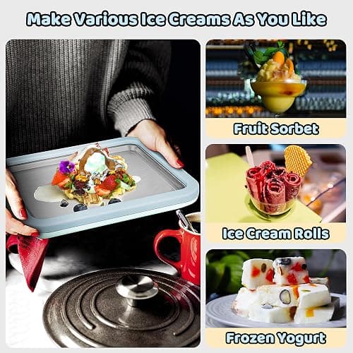 JoyMech Ice Cream Roll Maker Rolled Ice Cream Machine, Sweet Spot Pan, Instant Cold Plate, Ideal for Making Rolled Ice Cream Soft Serve Slushies Frozen Yogurt Sorbet and Gelato (Sky Blue) thumbnail 2