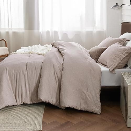 Bedsure King Size Comforter Set - Warm Taupe Soft Bedding for All Seasons, Cationic Dyed Bed Set, 3 Pieces, 1 King Size Comforter (104"x90") and 2 Pillow Shams (20"x36"+2") thumbnail 2