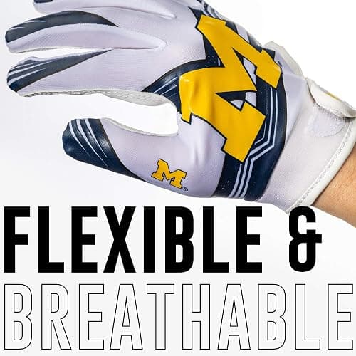 Franklin Sports Youth NCAA Football Receiver Gloves - Receiver Gloves for Kids - NCAA Team Logos and Silicone Palm - Youth Pair - Great for Games & Costumes thumbnail 6