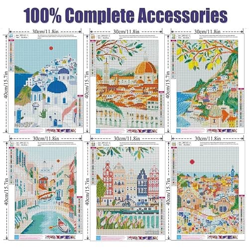 ARPADAMO 6 pack Aesthetic Diamond Art Kits for Adults,5D Landscape Diamond Painting DIY Diamond Art Diamond Painting Kits for Adult,Round Full Drill Diamonds, Diamond Art Kits for Home Decor-12x16inch thumbnail 4