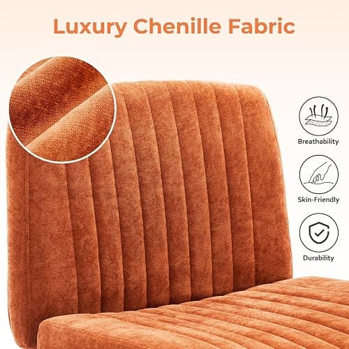 shipborne Convertible Base Criss Cross Chair with Pocket Springs & Thicker and Wider Cushions, Armless Legged Office Chair Relieves Back Pain, Swivel Vanity Chair for Living Room/Office, (Orange) thumbnail 8