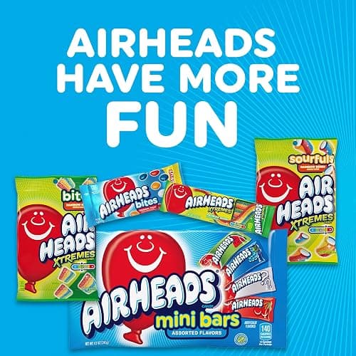 Airheads Full-Size Candy Bars, Taffy Candy Bulk Variety Pack, Individually Wrapped, Six Assorted Fruit Flavors Artificially Flavored, 60 Count Box thumbnail 9