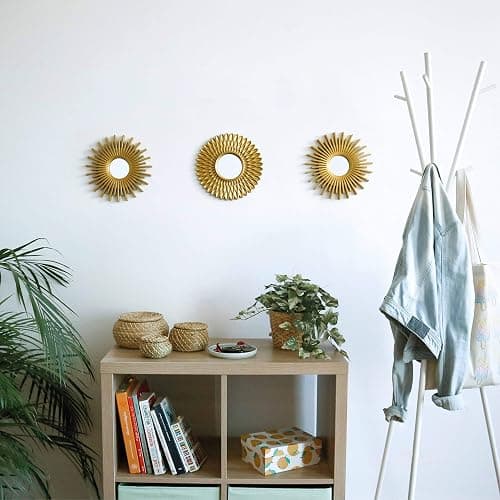 BONNYCO Gold Mirrors for Wall Pack of 3, Round Wall Mirrors Bedroom Room and Home Decor. Espejos Decorativos de Pared Sala Dormitorio, Modern Minimalist Decor Vintage, Chic. Gifts for Women, Mums thumbnail 5
