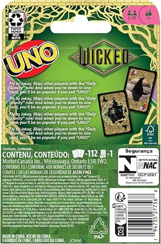 Mattel Games UNO Wicked Card Game for Kid, Adult & Family Nights, Parties, Travel & Camping, Inspired by The Movie thumbnail 4
