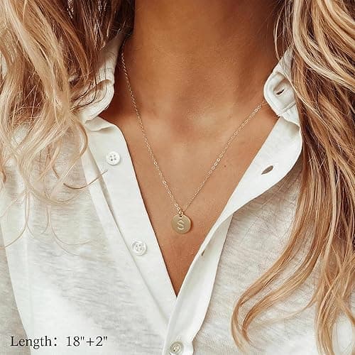 Vjoypro Initial Layered Necklaces for Women, 14K-Gold-Plated Coin Letter Necklace Bar Stacking Layer Necklace Multi Bar Layering Y-Necklaces Jewelry for Women thumbnail 5