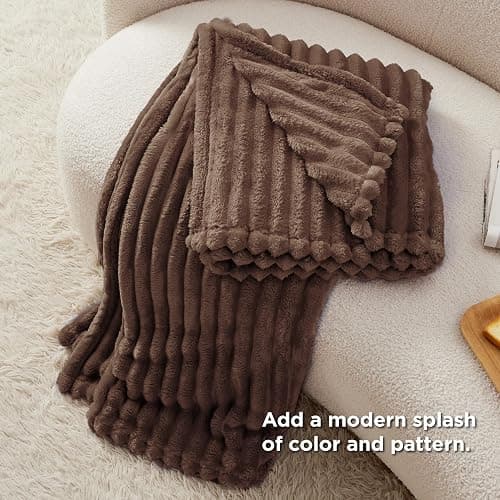 Bedsure GentleSoft Fondue Fudge Fleece Blanket for Couch - Cozy Soft Blankets for Women, Cute Small Throws for Girls, 50x60 Inches thumbnail 5
