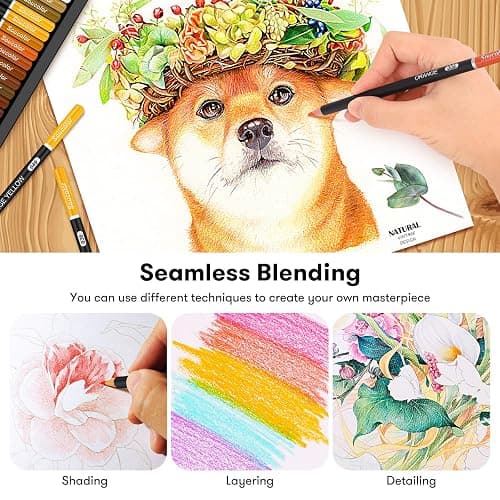 Soucolor 180-Color Artist Colored Pencils Set for Adult Coloring Books, Soft Core, Professional Numbered Art Drawing Pencils for Sketching Shading Blending Crafting, Gift Tin Box for Beginners Kids thumbnail 6