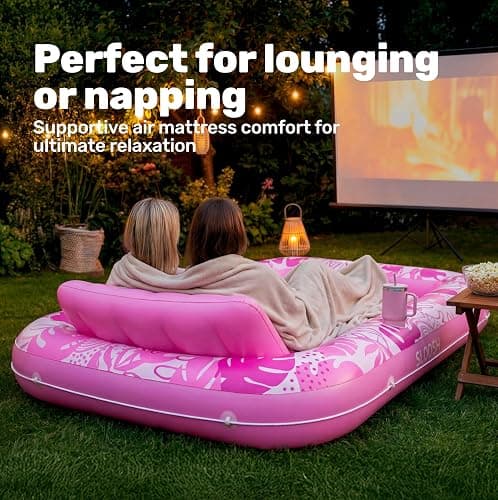SLOOSH Inflatable Tanning Pool Lounger Float, 85" x 57" Extra Large Pool Floats Adult with Pillow, 4 in 1 Suntan Tub Raft Floatie,Sunbathing Bed Lounge Blow Up Ball Pit Party Gifts, XL-Hot Pink thumbnail 7