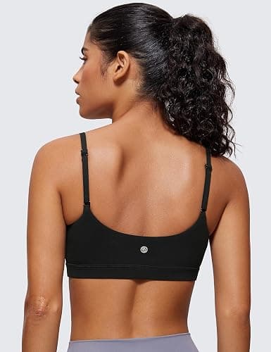 CRZ YOGA Butterluxe Adjustable Spaghetti Strap Sports Bras for Women - Scoop Neck Wireless Padded Yoga Workout Crop Top thumbnail 2
