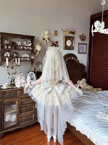 Sweet Lolita Princess Dress Ruffled Tea Party Costume with Lace Trim and Bow thumbnail 5
