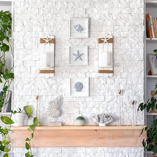 TideAndTales Blue Seashells and Starfish (Framed Set of 3) Coastal 3D Wall Art, Beach Wall Decor for Bathroom or Coastal Bedroom, Ocean Inspired Seaside Decorations for Home or Beach House (7"x7") thumbnail 2
